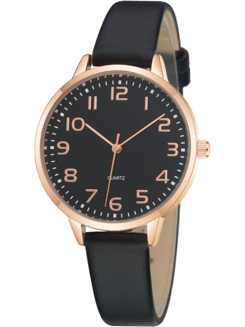 Women's All Black Dainty Analog Leather Waterproof Reloj Para Mujer Wrist Watch